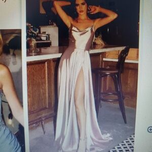 Elegant Silver Evening Gown